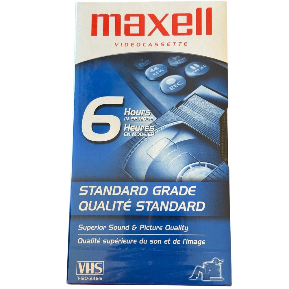 Maxell 6 hour VHS tapes Standard Grade Lot of 5 NEW & SEALED